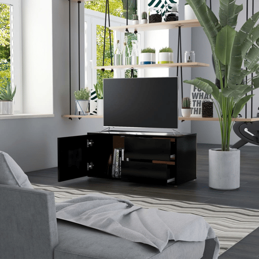 Móvel de TV - Modulo de TV - Armário de TV 80x34x36 cm derivados de madeira preto