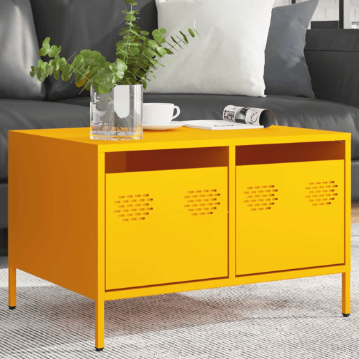 Móvel de TV - Modulo de TV - Armário de TV 68x50x43,5 cm aço laminado a frio amarelo mostarda