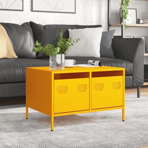 Móvel de TV - Modulo de TV - Armário de TV 68x50x43,5 cm aço laminado a frio amarelo mostarda