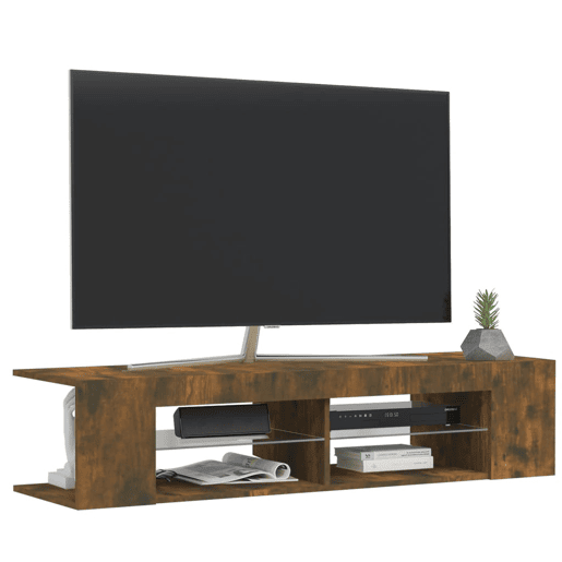 Móvel de TV - Modulo de TV - Armário de TV com luzes LED 135x39x30 cm cor carvalho fumado
