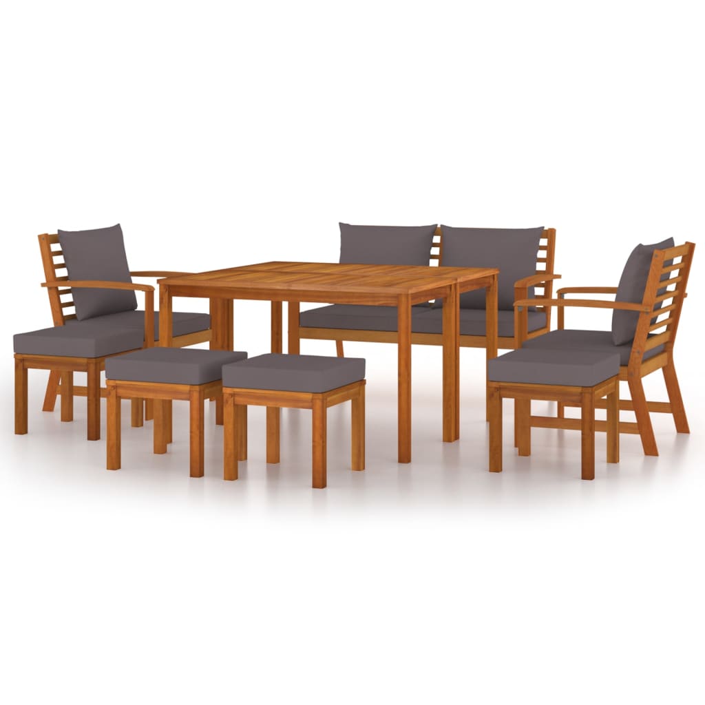Juego comedor jardín con cojines 9 piezas madera maciza acacia