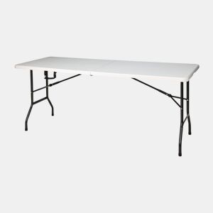 Mesa dobrável branca Well Home com mecanismo de travamento automático