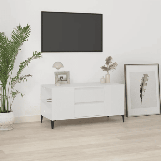 Móvel para TV - Móvel de TV - Armário de TV 102x44,5x50 cm derivados de madeira branco