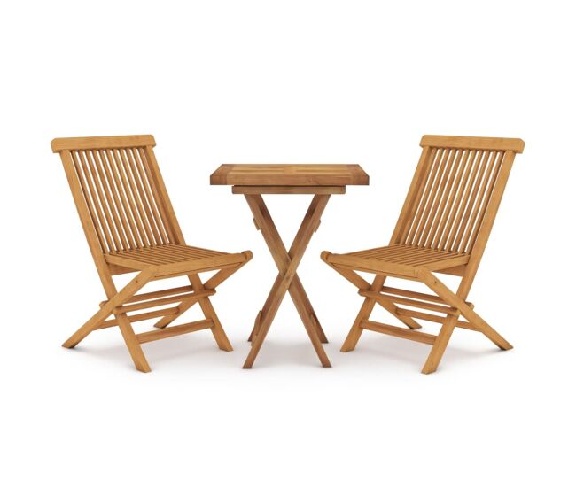 Juego de comedor para jardín 3 piezas madera maciza de teca