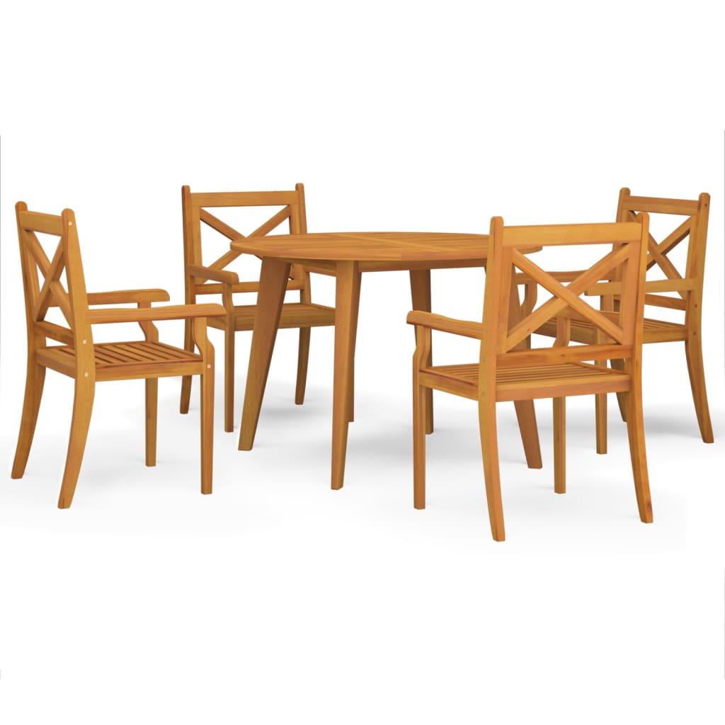 Juego de comedor de jardín 5 piezas madera maciza de acacia