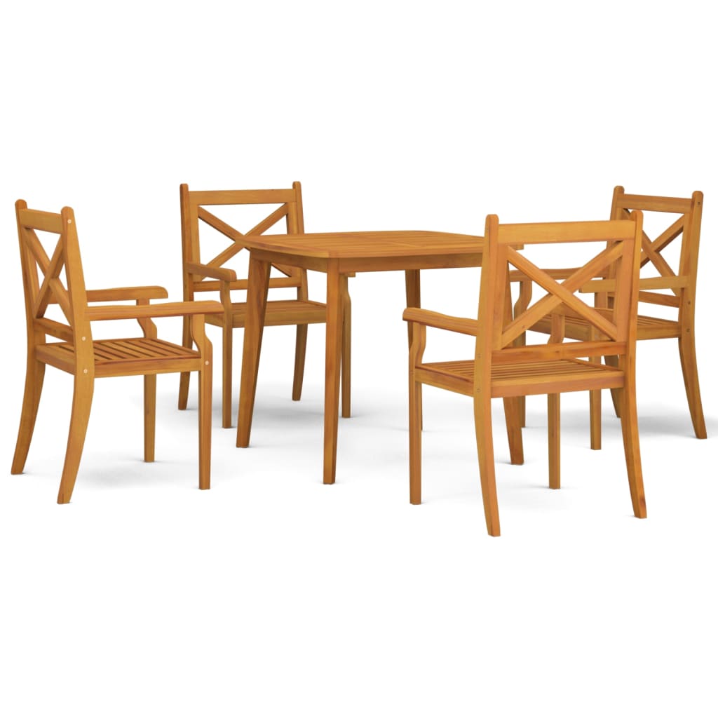 Juego de comedor de jardín 5 piezas madera maciza de acacia