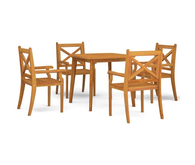 Juego de comedor de jardín 5 piezas madera maciza de acacia