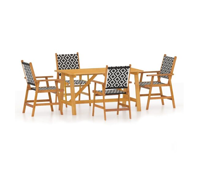 Juego de comedor de jardín 5 piezas madera maciza de acacia