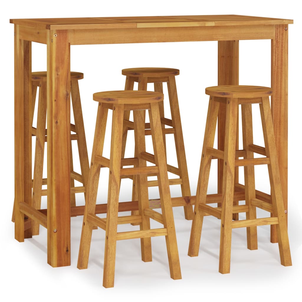 Juego de comedor de jardín 5 piezas madera maciza de acacia