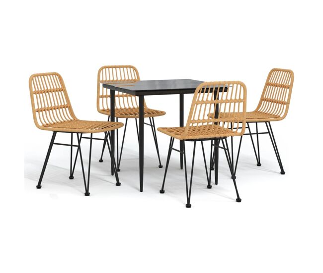 Juego de comedor de jardín 5 piezas ratán sintético