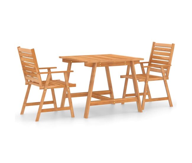 Juego de comedor para jardín 3 piezas madera maciza de acacia