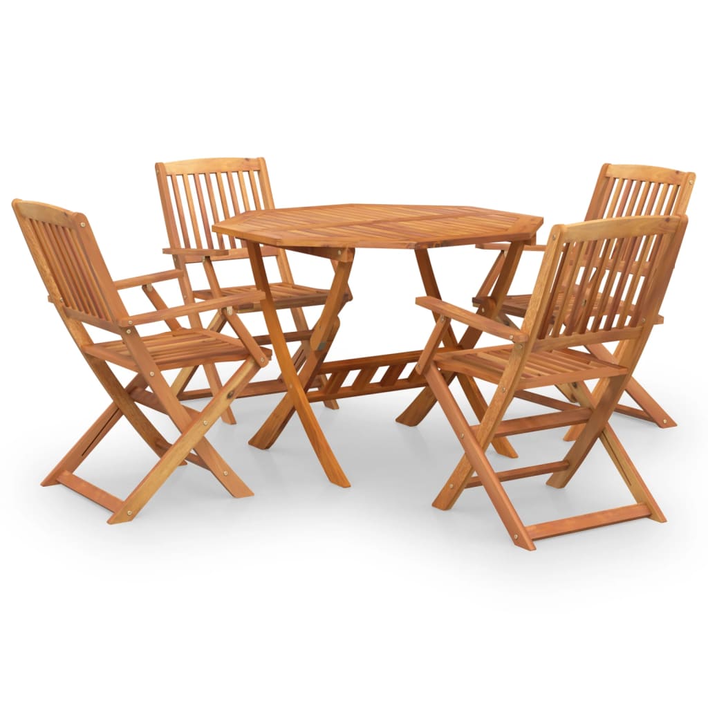 Juego de comedor de jardín 5 piezas madera maciza de acacia