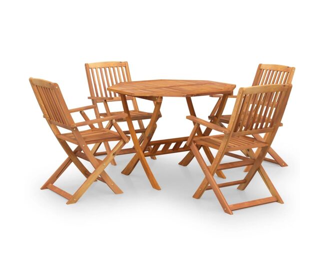 Juego de comedor de jardín 5 piezas madera maciza de acacia