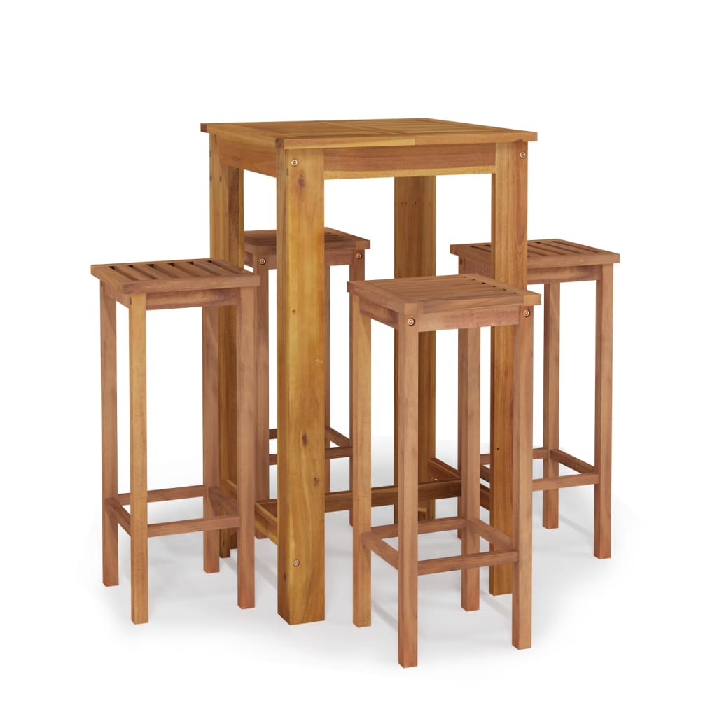 Juego de comedor de jardín 5 piezas madera maciza de acacia
