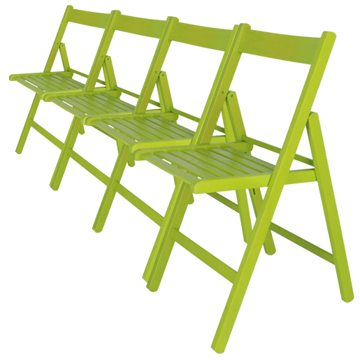 WELL HOME - Pack 4 Cadeiras BAS em madeira de faia, acabamento verde