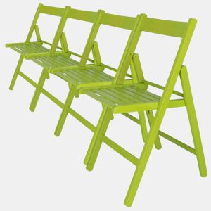 WELL HOME - Pack 4 Cadeiras BAS em madeira de faia, acabamento verde