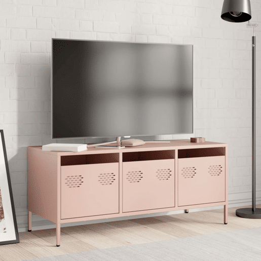 Móvel de TV - Modulo de TV - Armário de TV 101,5x39x43,5 cm aço laminado a frio rosa