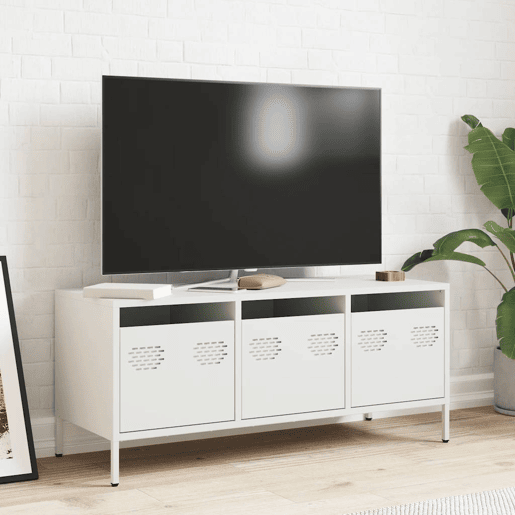 Móvel de TV - Modulo de TV - Armário de TV 101,5x39x43,5 cm aço laminado a frio branco