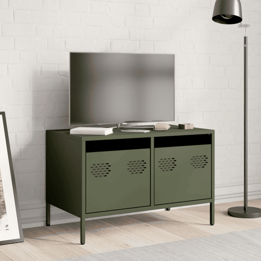 Móvel de TV - Modulo de TV - Armário de TV 68x39x43,5 cm aço laminado a frio verde-azeitona
