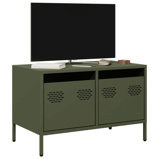Móvel de TV - Modulo de TV - Armário de TV 68x39x43,5 cm aço laminado a frio verde-azeitona