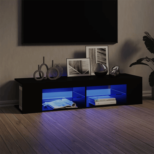 Móvel de TV - Modulo de TV - Armário de TV com luzes LED 135x39x30 cm preto