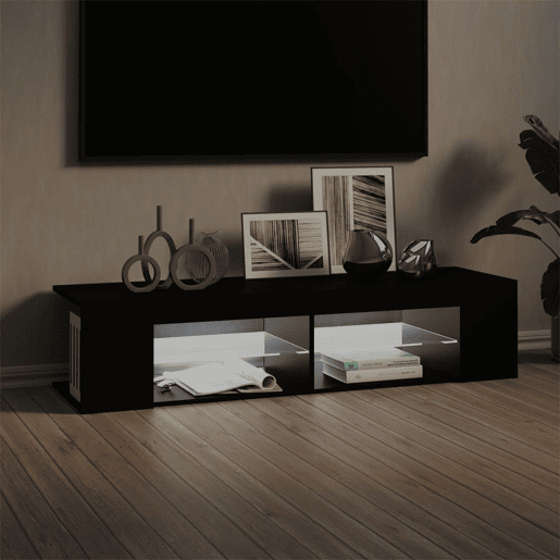 Móvel de TV - Modulo de TV - Armário de TV com luzes LED 135x39x30 cm preto