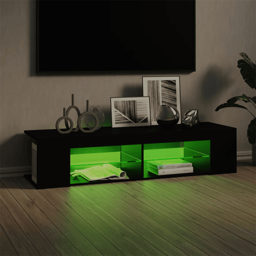 Móvel de TV - Modulo de TV - Armário de TV com luzes LED 135x39x30 cm preto