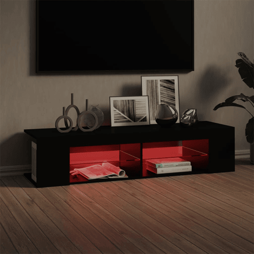 Móvel de TV - Modulo de TV - Armário de TV com luzes LED 135x39x30 cm preto