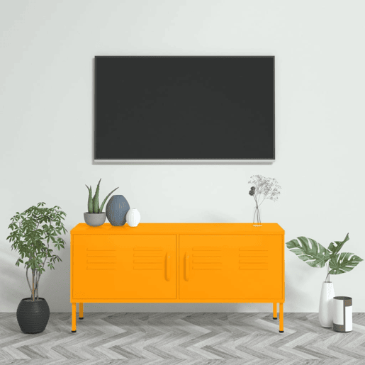 Móvel de TV - Modulo de TV - Armário de TV aço 105x35x50 cm amarelo mostarda
