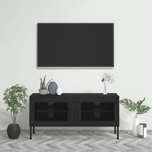 Móvel de TV - Modulo de TV - Armário de TV aço 105x35x50 cm preto