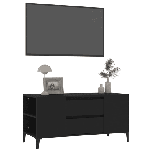 Móvel para TV - Móvel de TV - Armário de TV 102x44,5x50 cm derivados de madeira preto