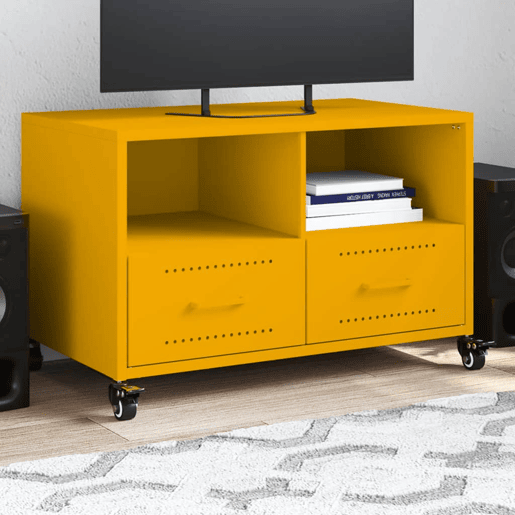 Móvel de TV - Modulo de TV - Armário de TV 68x39x43,5 cm aço amarelo mostarda