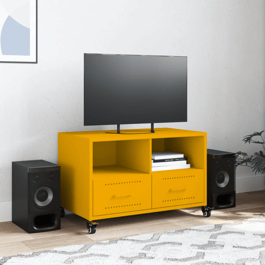 Móvel de TV - Modulo de TV - Armário de TV 68x39x43,5 cm aço amarelo mostarda