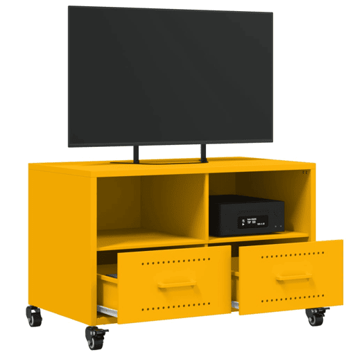 Móvel de TV - Modulo de TV - Armário de TV 68x39x43,5 cm aço amarelo mostarda