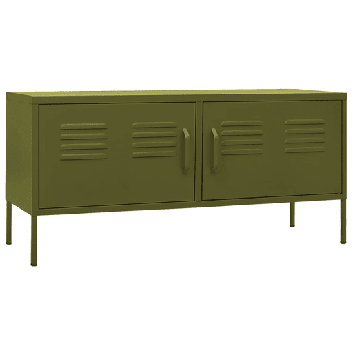 Móvel de TV - Modulo de TV - Armário de TV aço 105x35x50 cm verde-azeitona