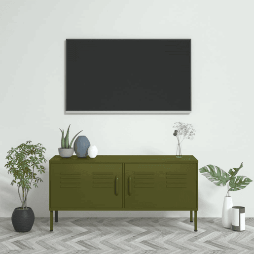 Móvel de TV - Modulo de TV - Armário de TV aço 105x35x50 cm verde-azeitona