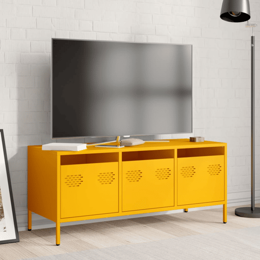 Móvel TV - Modulo de TV - Armário de TV 101,5x39x43,5 cm aço laminado a frio amarelo mostarda