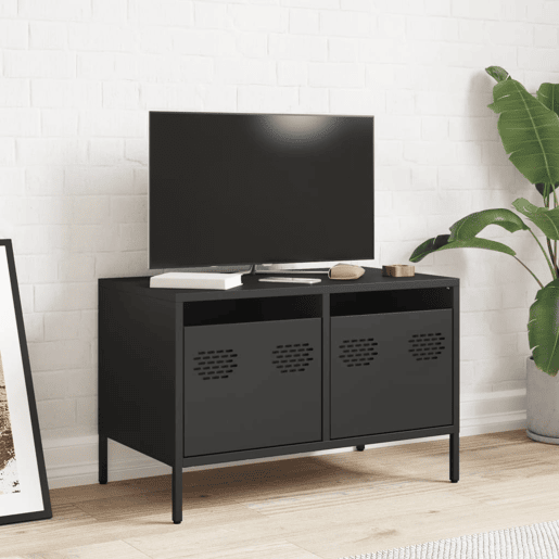 Móvel de TV - Modulo de TV - Armário de TV 68x39x43,5 cm aço laminado a frio preto Móvel de TV - Modulo de TV - Armário de TV 68x39x43,5 cm aço laminado a frio preto