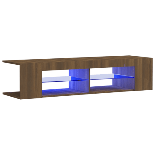 Móvel de TV - Modulo de TV - Armário de TV com luzes LED 135x39x30 cm cor carvalho castanho