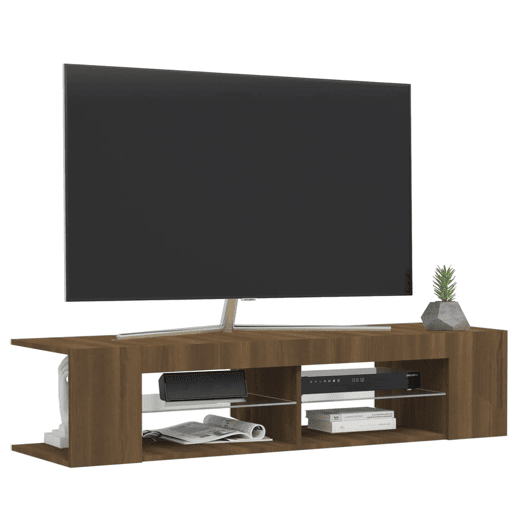 Móvel de TV - Modulo de TV - Armário de TV com luzes LED 135x39x30 cm cor carvalho castanho