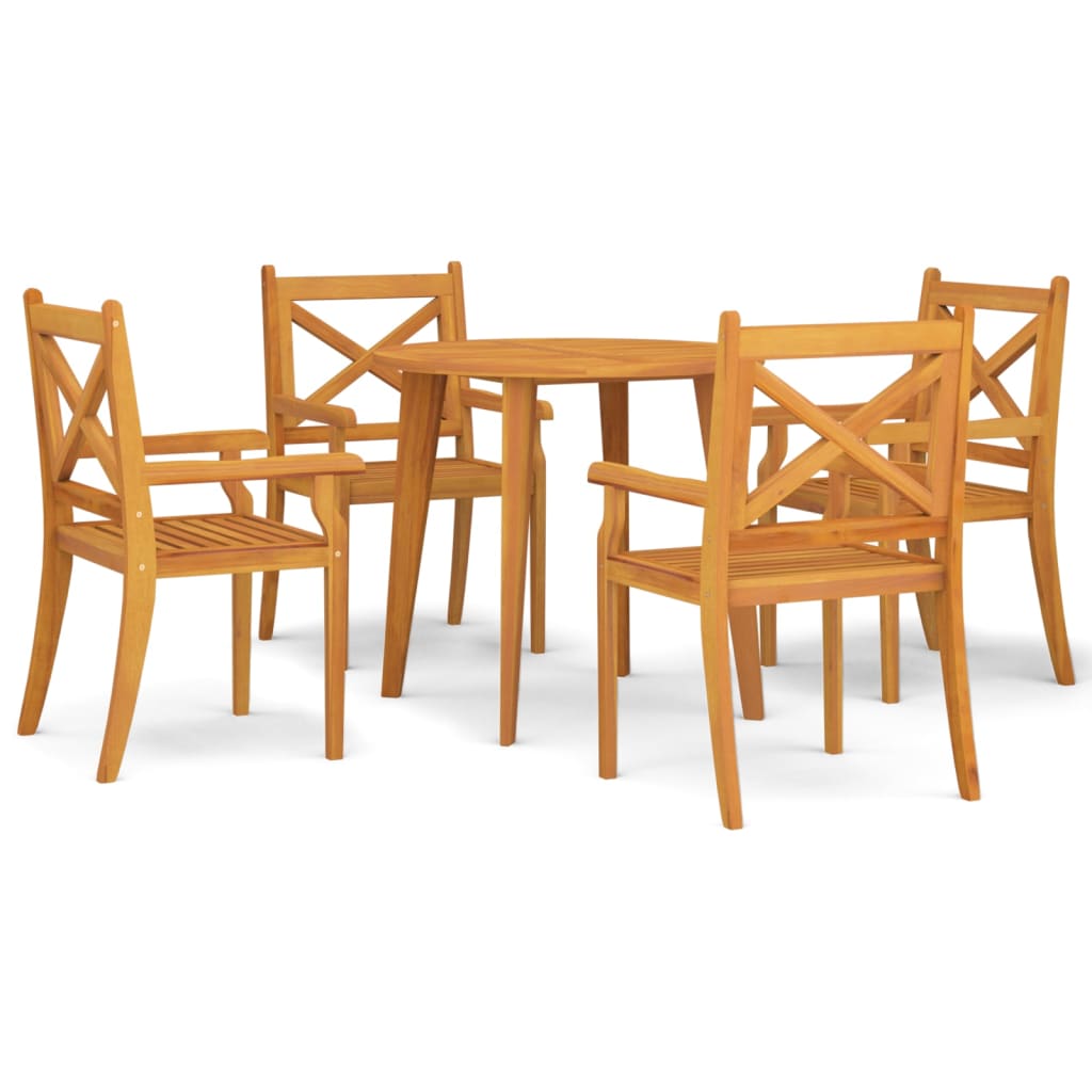 Juego de comedor de jardín 5 piezas madera maciza de acacia