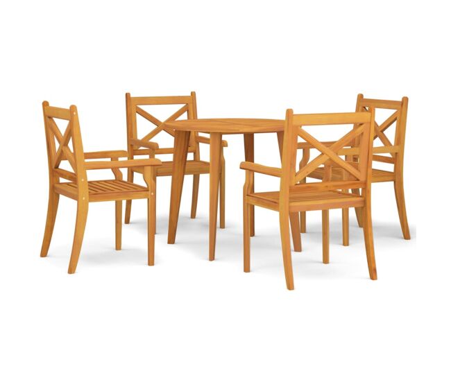 Juego de comedor de jardín 5 piezas madera maciza de acacia