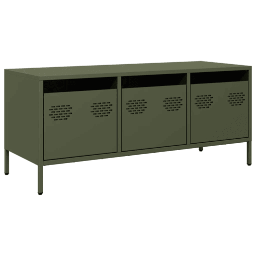 Móvel de TV - Modulo de TV - Armário de TV 101,5x39x43,5 cm aço laminado a frio verde-azeitona