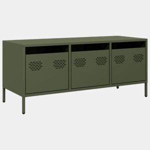 Móvel de TV - Modulo de TV - Armário de TV 101,5x39x43,5 cm aço laminado a frio verde-azeitona
