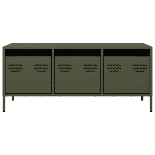 Móvel de TV - Modulo de TV - Armário de TV 101,5x39x43,5 cm aço laminado a frio verde-azeitona