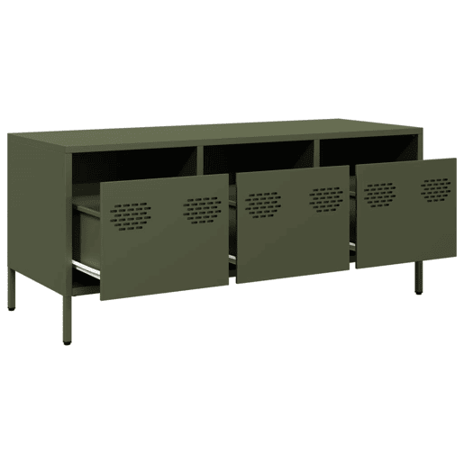 Móvel de TV - Modulo de TV - Armário de TV 101,5x39x43,5 cm aço laminado a frio verde-azeitona