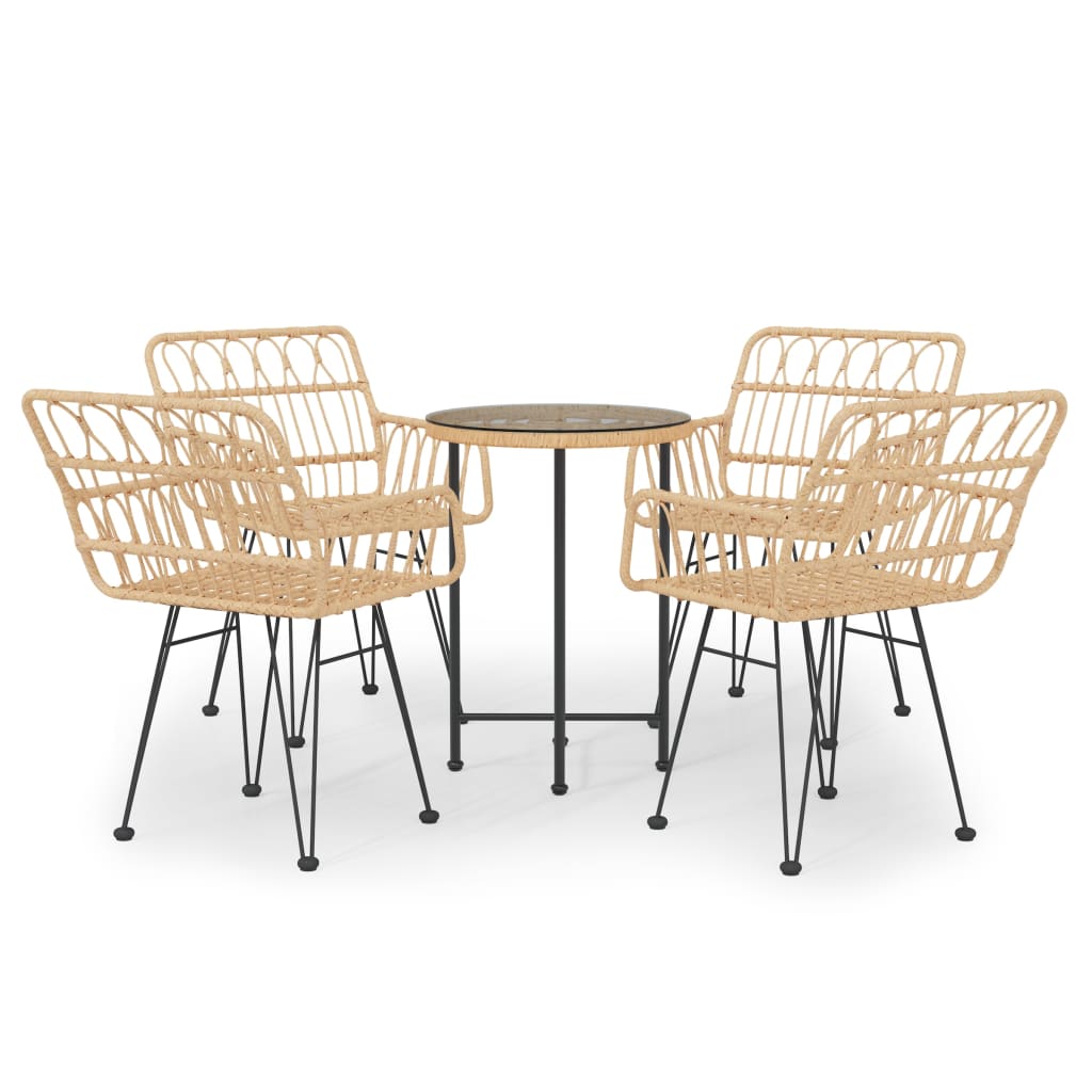 Juego de comedor de jardín 5 piezas ratán sintético