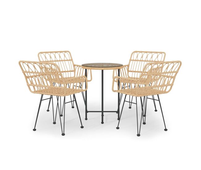 Juego de comedor de jardín 5 piezas ratán sintético