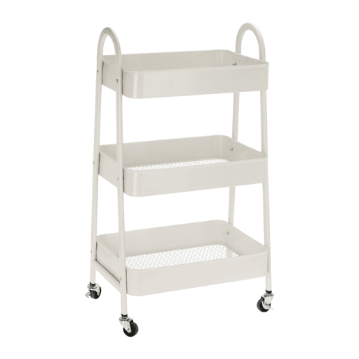 Bem Home Carrinho de cozinha branco com 3 cestos e rodas H.79.5cm