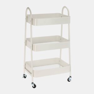 Bem Home Carrinho de cozinha branco com 3 cestos e rodas H.79.5cm